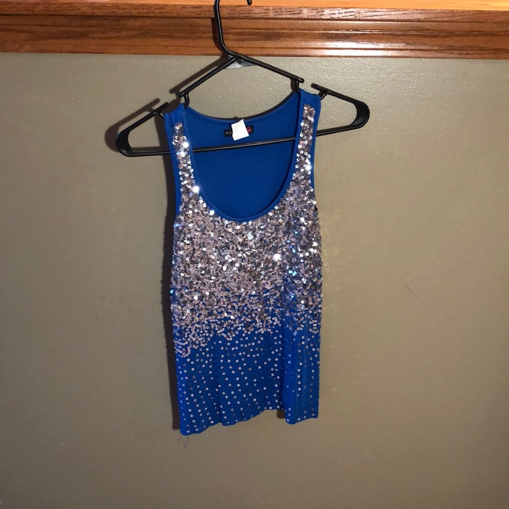Bright blue sequence tank top